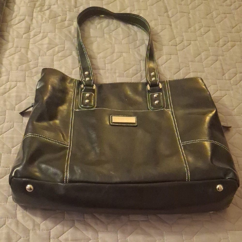Franklin Covey Black Tote with White Stitching